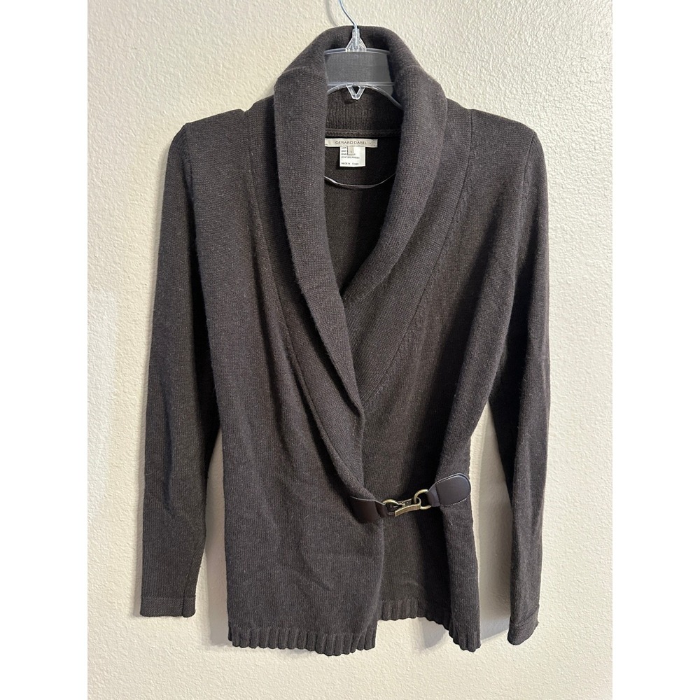 Gerard Darel ANGORA/CASHMERE Cardigan Sweater Shawl Collar Knit Brownβ Size 1